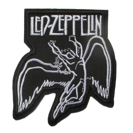Patch Led Zeppelin Engel Schwarz Weiß 9x8 cm Aufnäher Heavy Metal Hard Rock
