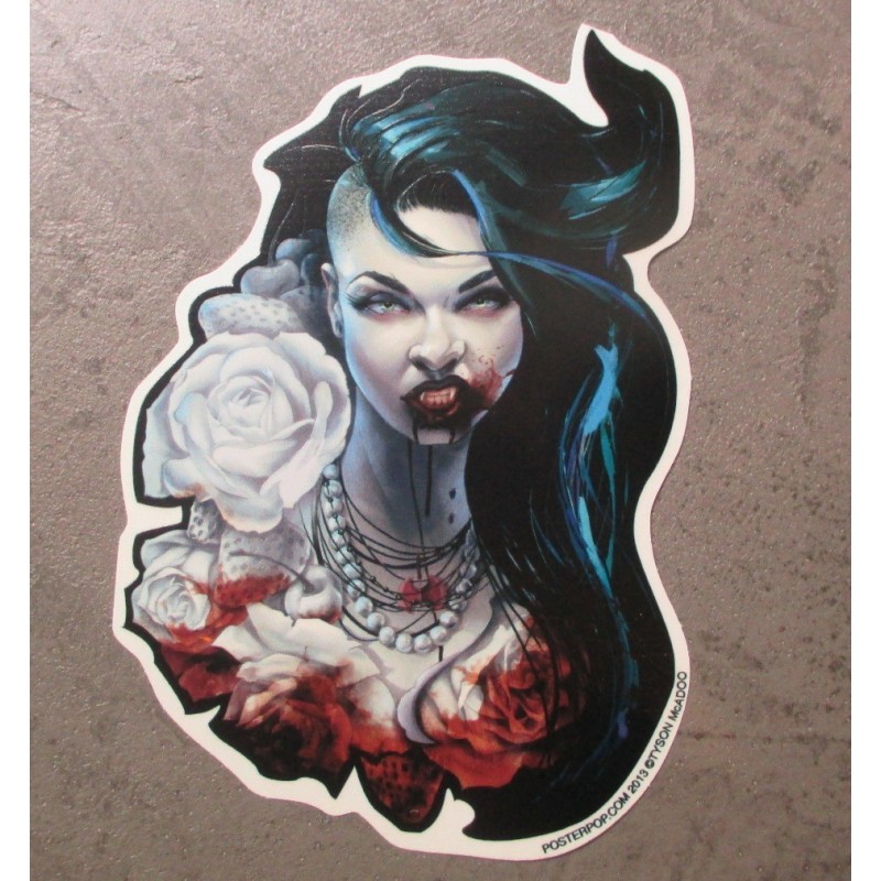 Aufkleber braune, halb rasierte Zombie und Blume, Kustom Kulture Aufkleber, Tyson McAdoo
