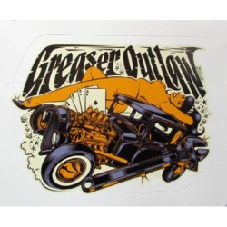 Aufkleber Greaser Outlaw David Vicente 9x7cm selbstklebend weiße Schrift
