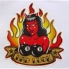 Sticker Diablesse Flammes, Soutien-gorge 8 Ball, 9.5x9cm - Bigdadddyjo Autocollant Blanc
