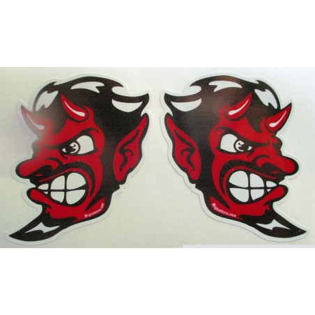 Sticker diable droit et gauche diablo devil rouge 7.5x6cm bigdaddyjo autocollant blanc
