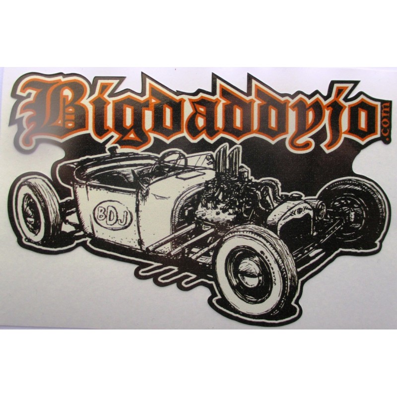 Sticker Hot Rod Blanc Cabriolet Bigdaddyjo 11.5x7.5cm Autocollant Blanc
