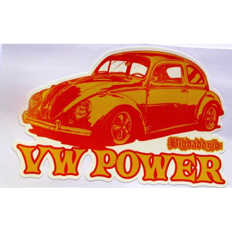 Aufkleber VW Power Käfer Limousine Orange 10.5x7 cm Bigdaddyjo
