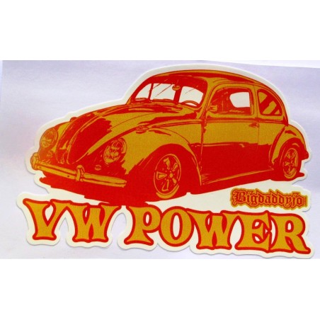 Aufkleber VW Power Käfer Limousine Orange 10.5x7 cm Bigdaddyjo
