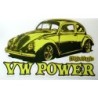 sticker vw power cox berline jaune 10.5x7 cm bigdaddyjo autocollant

