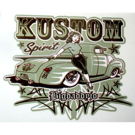 Sticker Kustom Spirit Pick-up, Scallop et Pin-up Brune Pinstriping 8x9.5cm Bigdaddyjo - Autocollant
