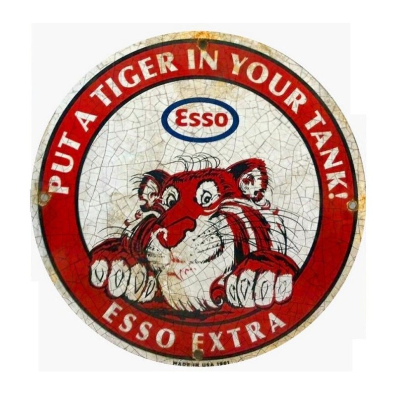 Aufkleber Esso Extra Put A Tiger In Your Tank 7cm, weiße Schrift