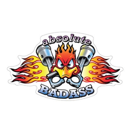 sticker woody horsepower piston absolute badass 12x6.5cm autocollant  hot rod deco garage