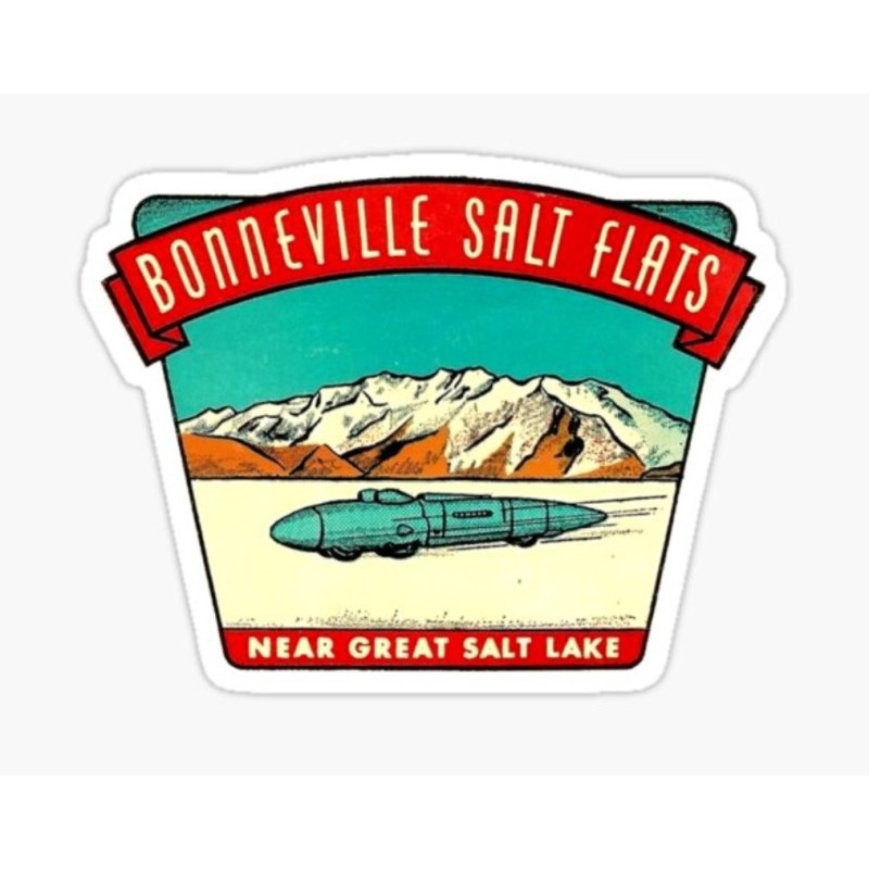 Aufkleber Bonneville Salt Flats Salzseen Rennen Geschwindigkeit 9x6.5 cm