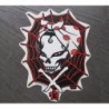 Aufkleber Totenkopf Frau Rockabella vor Spinnennetz 14x11 cm Autoaufkleber Pigors
