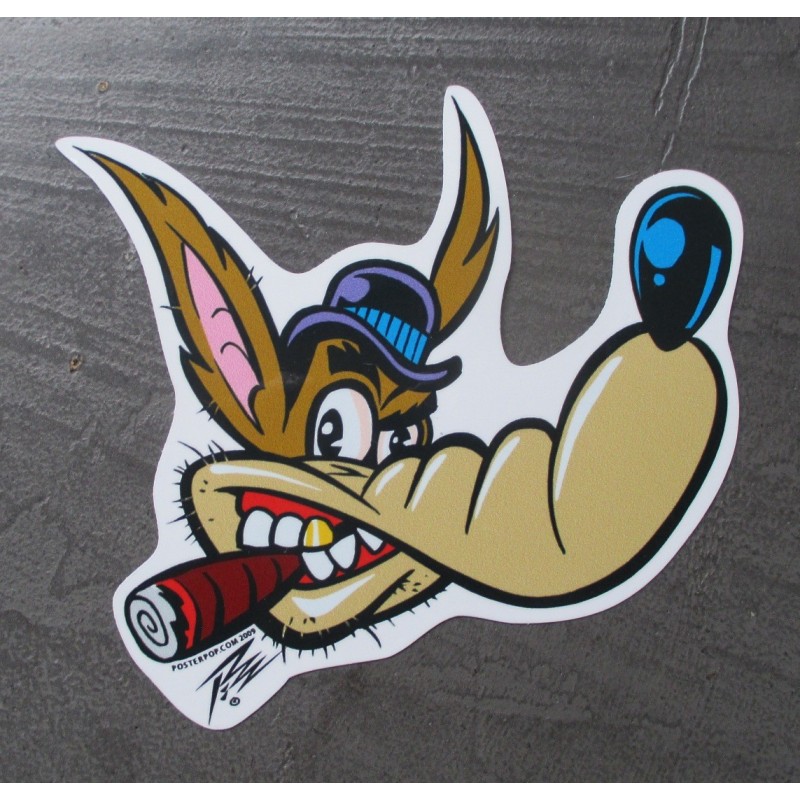 Sticker Wolfskopf mit Zigarre 14x13 cm Aufkleber des Künstlers Pizz
