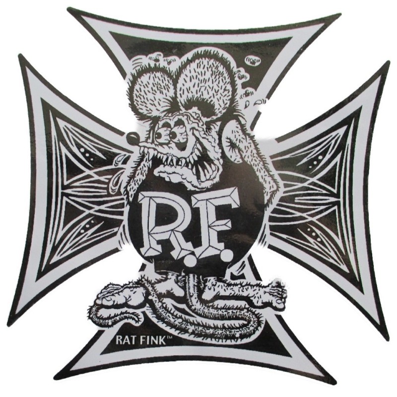 Aufkleber Rat Fink Malteserkreuz Pinstriping 13x13cm