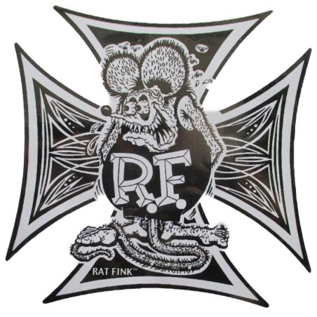 Aufkleber Rat Fink Malteserkreuz Pinstriping 13x13cm