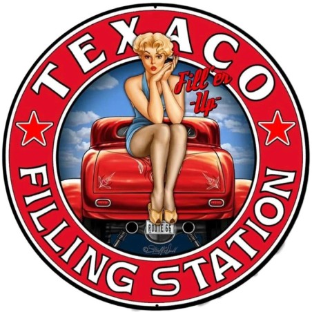 Aufkleber Texaco Hot Rod und Pin Up 14,5cm Tankstelle
