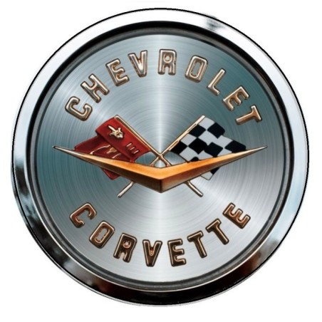 Sticker fin Chevrolet Corvette logo argenté 13 cm autocollant voiture
