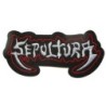 patch groupe hard rock Sepultura noir rouge blanc 13.5x6.5 cm écusson thermocollant

