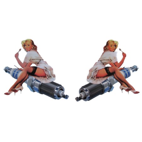 2 stickers pin up blonde sur bougie 12x13cm autocollant droit et gauche

