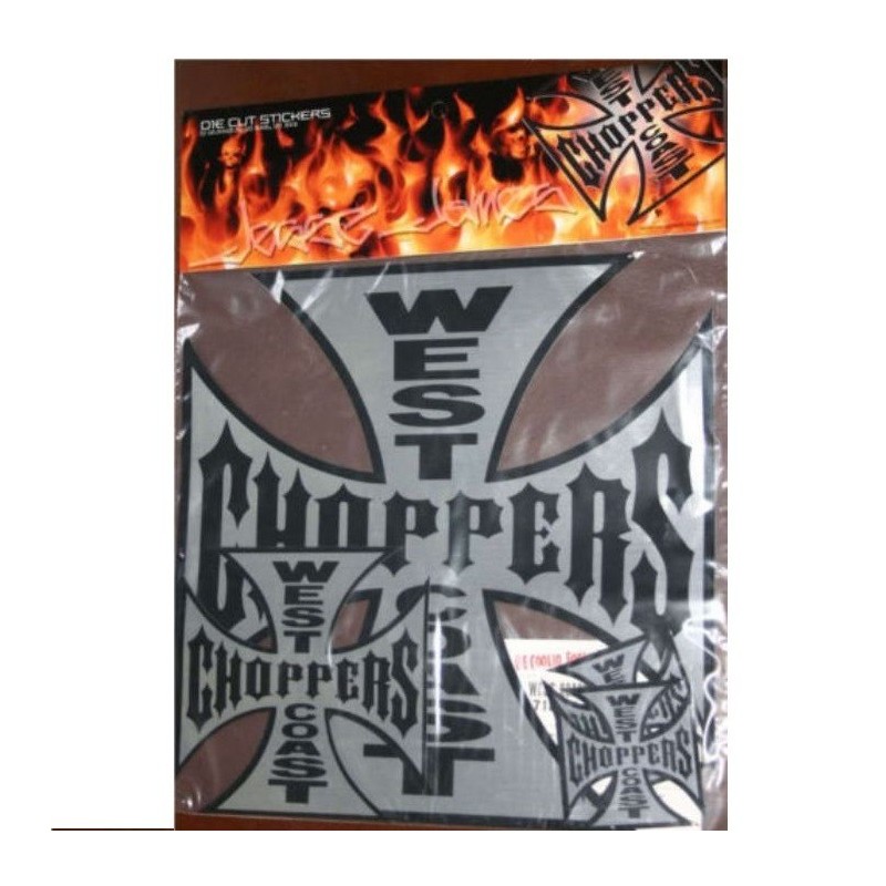 5er Set West Coast Choppers Aufkleber Malteserkreuz 32 16 8 cm
