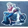 Sticker Pin Up Blondine und braunes Motorrad Biker USA Aufkleber
