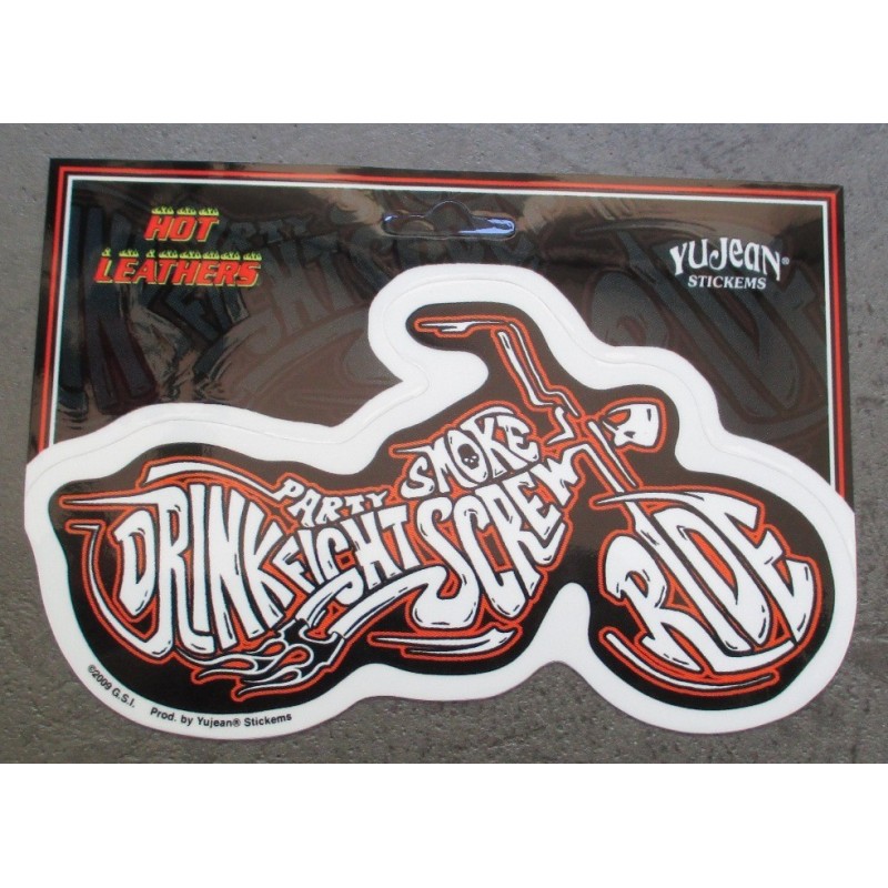 Motorrad Aufkleber Drink Fight Ride Screw Biker
