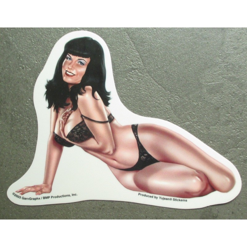 Aufkleber Bettie Page Haupt zwischen den Brüsten Pin-up-Queen sexy
