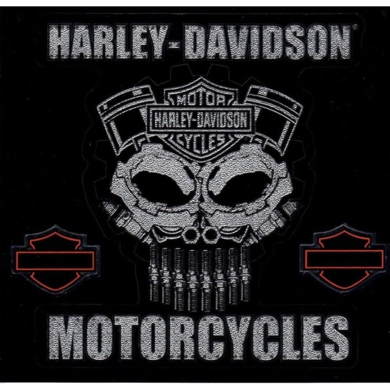 Aufkleber Harley Davidson Kran Kolben Schwarz Silber Glitzer