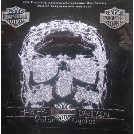 sticker harley davidson crane  barbelée argentée pailletée usa