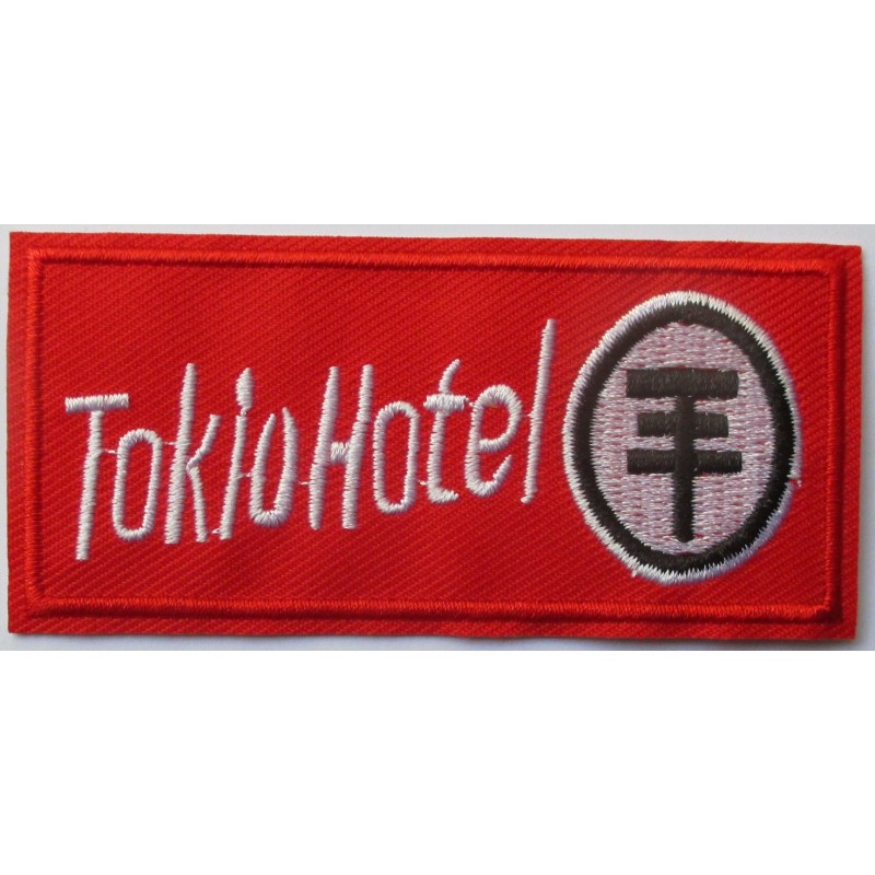 Patch du groupe Tokio Hotel 9x4 cm logo rouge rock roll écusson thermocollant
