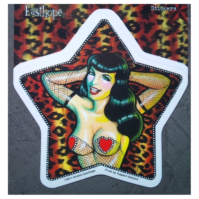 Aufkleber Pin Up Brünette Sexy Stern Leopard Sticker Rockabilly
