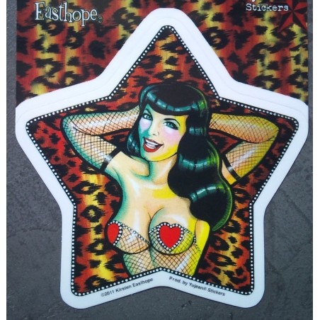 Aufkleber Pin Up Brünette Sexy Stern Leopard Sticker Rockabilly
