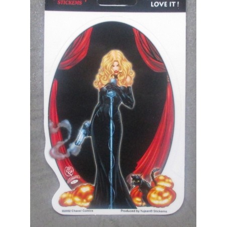 Sticker Pin Up im schwarzen Kleid Kürbis Halloween Aufkleber
