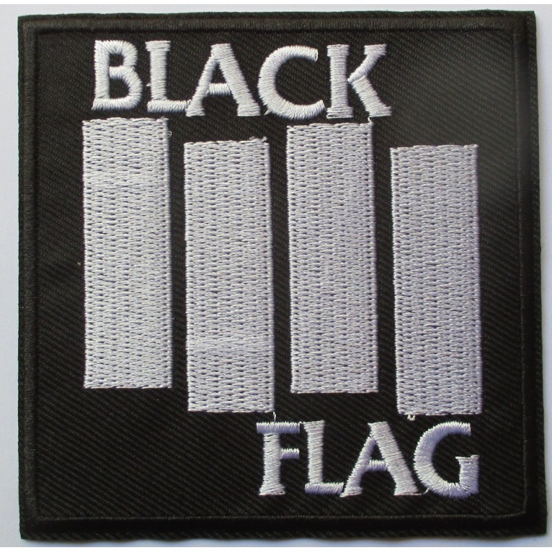 Patch du groupe Black Flag noir et blanc 9x9cm - Écusson thermocollant hard rock roll
