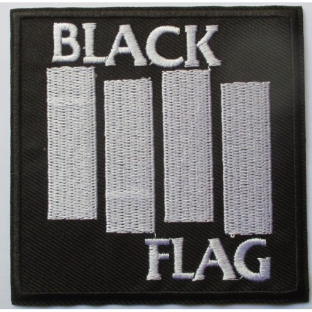 Patch du groupe Black Flag noir et blanc 9x9cm - Écusson thermocollant hard rock roll
