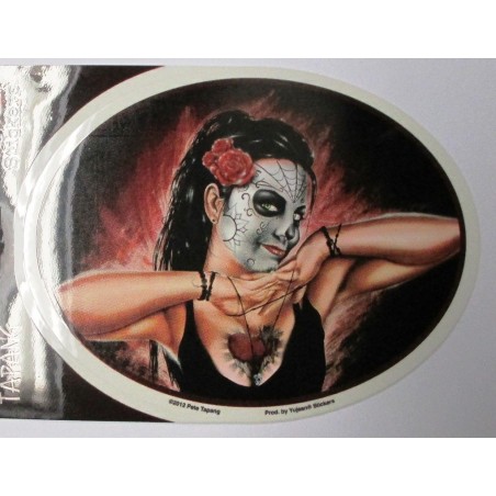 Aufkleber Pin Up Totenkopf Spinnennetz Rockabilly
