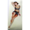 Sticker Pin-up Châtain Clair en Maillot de Bain Gris Style Vintage - Autocollant Sexy
