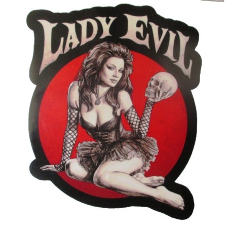 Aufkleber Pin Up Gothic Totenkopf mit Hand Lady Evil 10x8,5 cm
