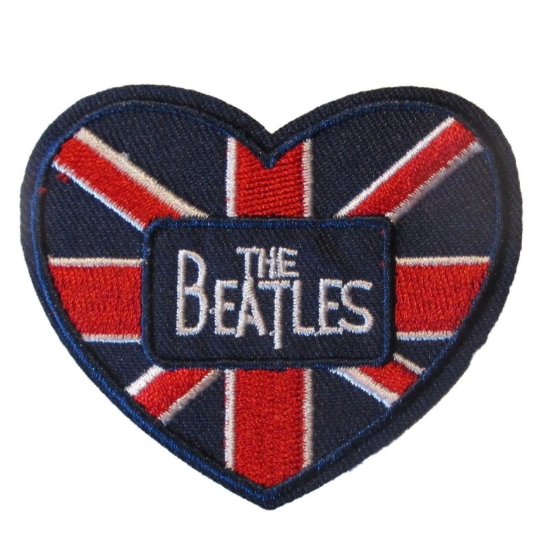 Patch der Band The Beatles, Herz-Design, UK, 6 x 7 cm, Rock 'n' Roll, Aufbügler
