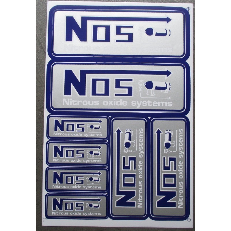 Planche de stickers NOS bleu gris - autocollant drag racing
