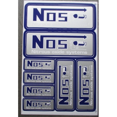 Planche de stickers NOS bleu gris - autocollant drag racing
