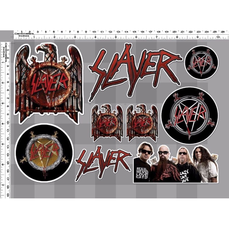 1 planche de stickers groupe hard rock Slayer décoration auto moto fan musique
