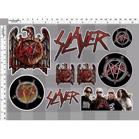 1 planche de stickers groupe hard rock Slayer décoration auto moto fan musique
