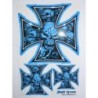 Aufkleberbogen Malteserkreuz Totenkopf blau Aufkleber
