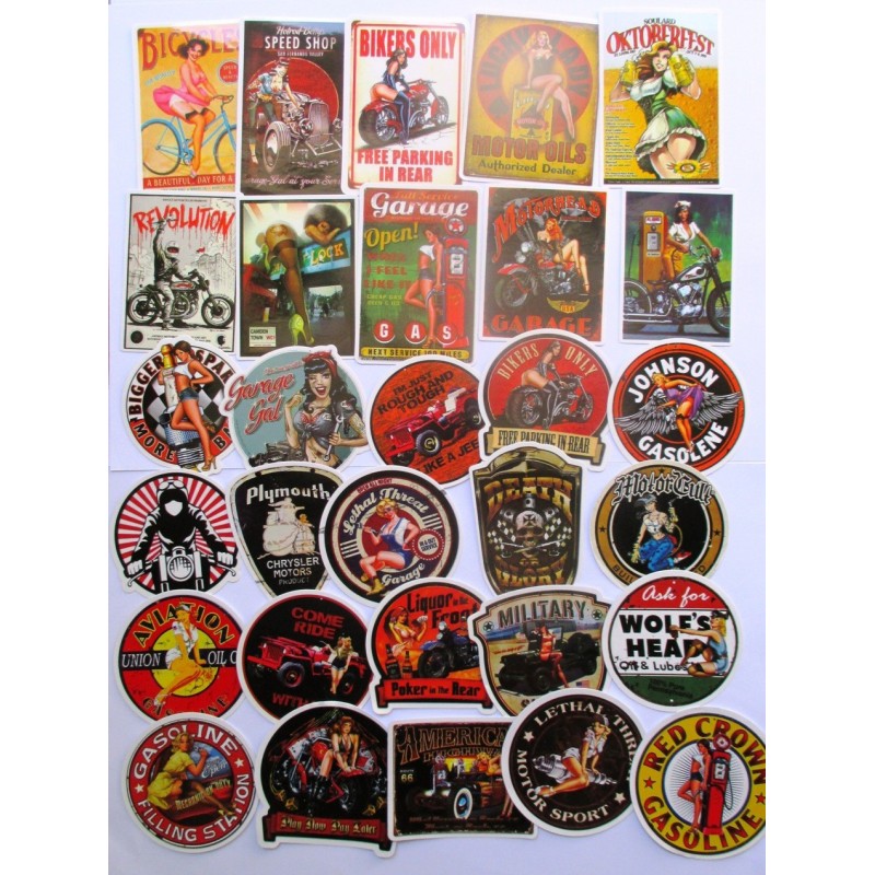 30er Pack Hot Rod Pin-up Sexy Motorrad Öl Aufkleber
