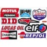 planche d'autocollants Motul Ferodo Bel-Ray Lucas Elf Repsol Champion
