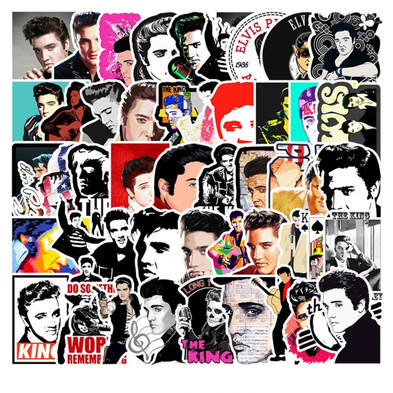 Lot de 50 Stickers Elvis Presley - Le King du Rock and Roll