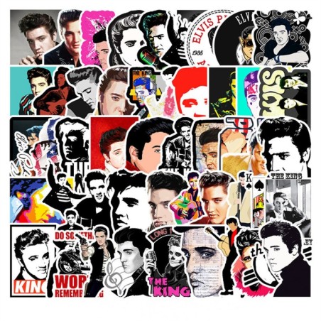 Lot de 50 Stickers Elvis Presley - Le King du Rock and Roll