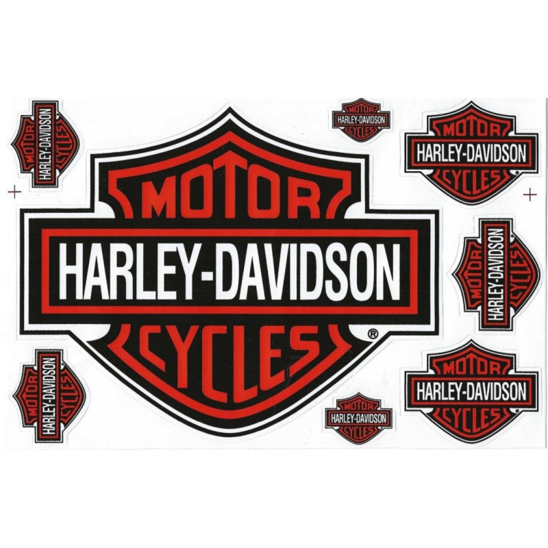 Planche de 10 stickers Harley logo HD noir blanc orange autocollant
