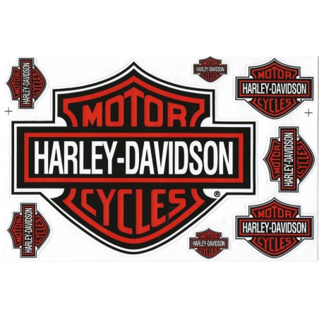 Planche de 10 stickers Harley logo HD noir blanc orange autocollant
