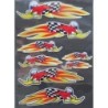 planche de 8 stickers chevaux vapeurs woody avec flammes autocollant décoration voiture garage
