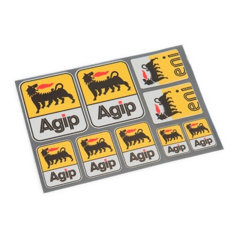 Mini planche de 9 stickers Agip 16x12 autocollant déco voiture garage
